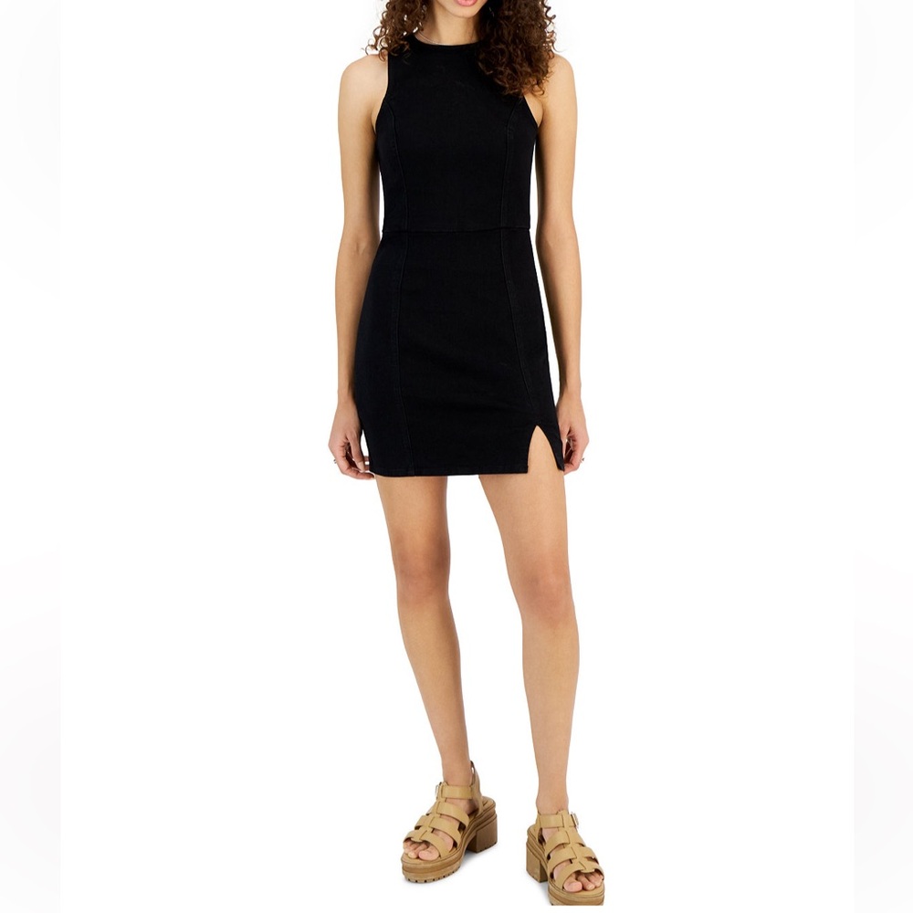 New black wash Bodycon denim dress